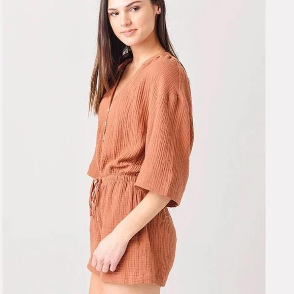 NWT REVOLVE Z Supply Zephyr Gauze Romper Brown Medium Size - Picture 3 of 8